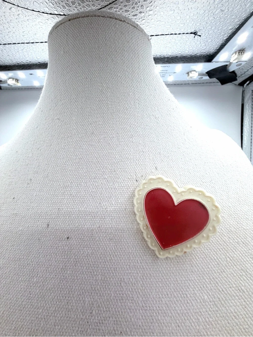 Vintage Hallmark Card Red Heart Vintage Lace Lapel Pin Brooch Woman’s Jewelry